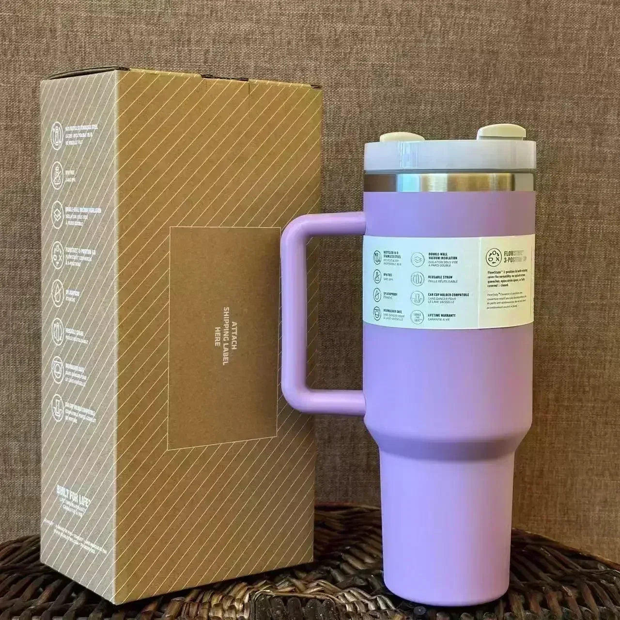 Stainless Steel Thermal Coffee Cup with Straw & Handle – Vacuum Insulated Travel Mug for Hot & Cold Drinks