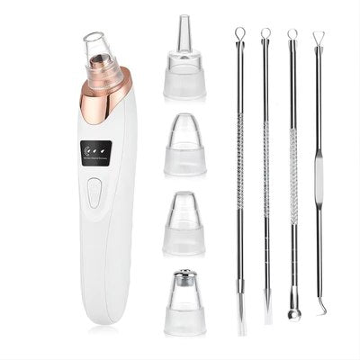 Electric Blackhead Remover Vacuum Cleaner – Pore Cleaner for Face & Nose, Rechargeable Acne Extractor with 3 Suction Levels & 5 Probes