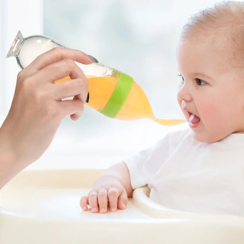 Safe & Durable Silicone Baby Feeding Bottle with Spoon, 90ml Milk Feeding Bottle