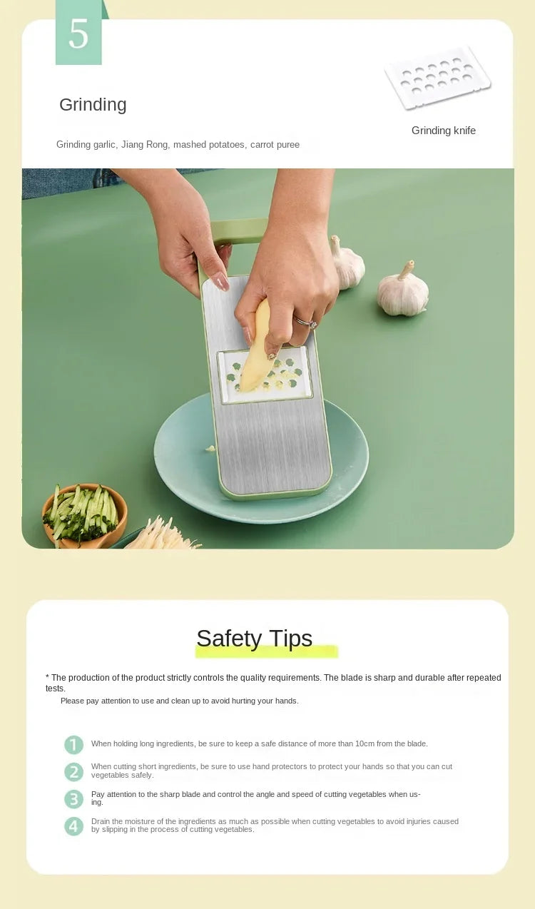 5-in-1 Stainless Steel Multifunctional Vegetable & Fruit Slicer Dicer – Manual Garlic, Carrot, Potato Grater & Kitchen Tool