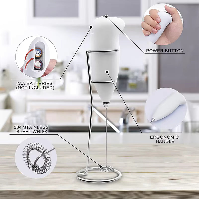 Handheld Electric Milk Frother, Mini Coffee Foamer, Egg Beater & Cappuccino Stirrer