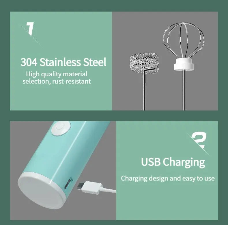 USB Rechargeable Electric Milk Frother – 3-Speed Handheld Coffee & Egg Beater, Portable Stainless Steel Mixer for Latte, Cappuccino, Shakes, and More – Best Price in Pakistan