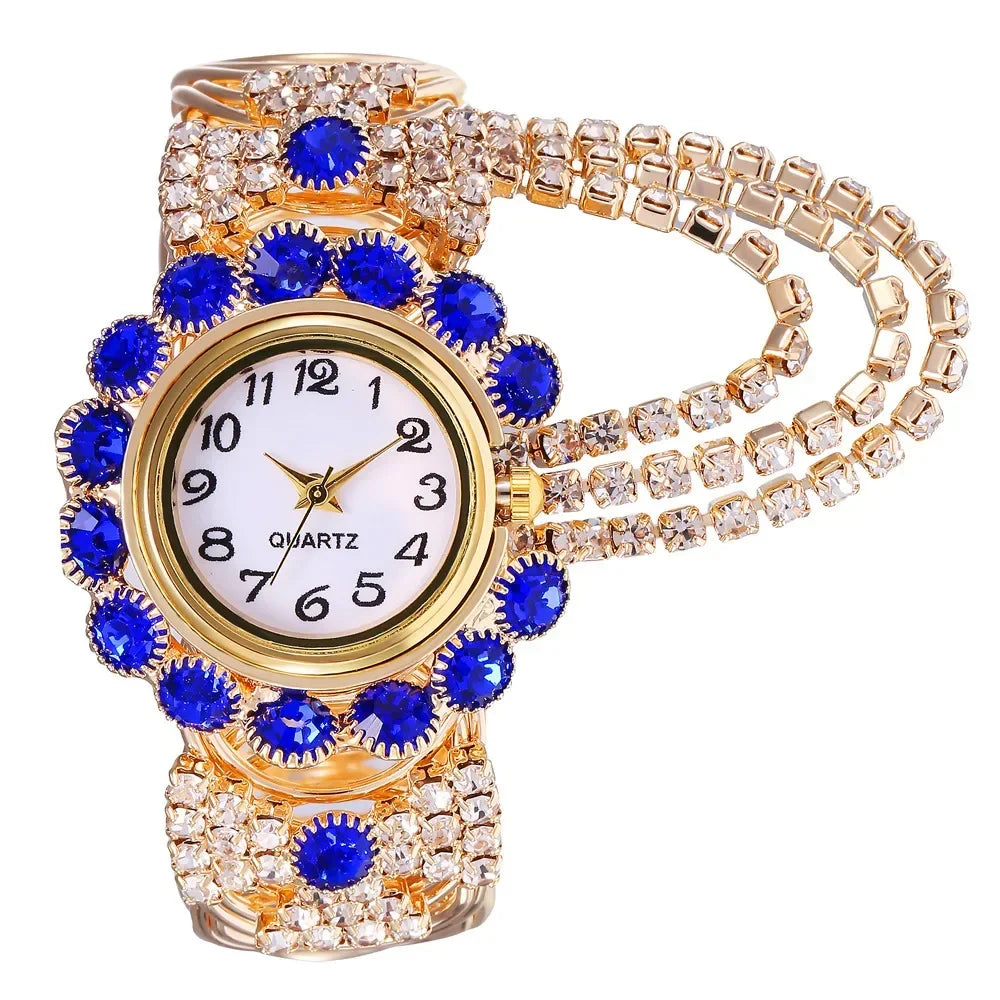 New Fashion Women Watches Diamond-Embedded Elegant Quartz Watch Stylish Opening Luxury Creative Alloy Bracelet Watch