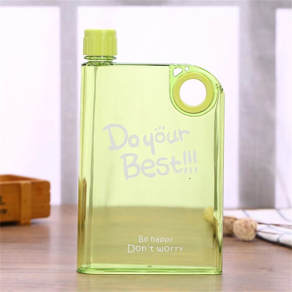 Flat Clear Square Water Bottle, Portable BPA-Free My Book Shape Flask for Travel & Sports