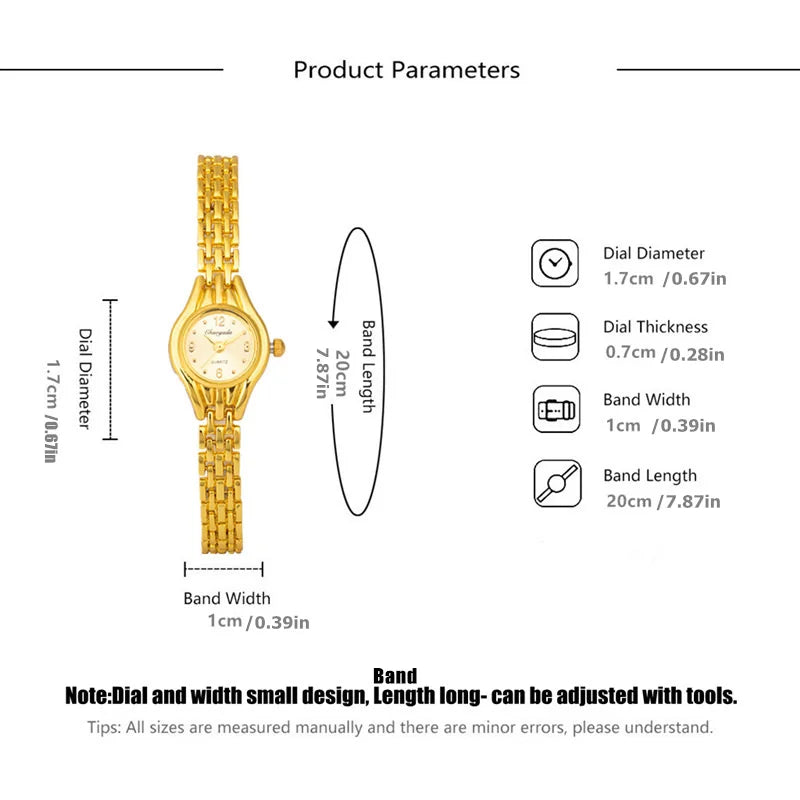 Ladies Gold Plated Watch Women Bracelet Quartz Wristwatch Girl Analog Feminino Relojes Hour Luxury Watches Elegant Casual Clock
