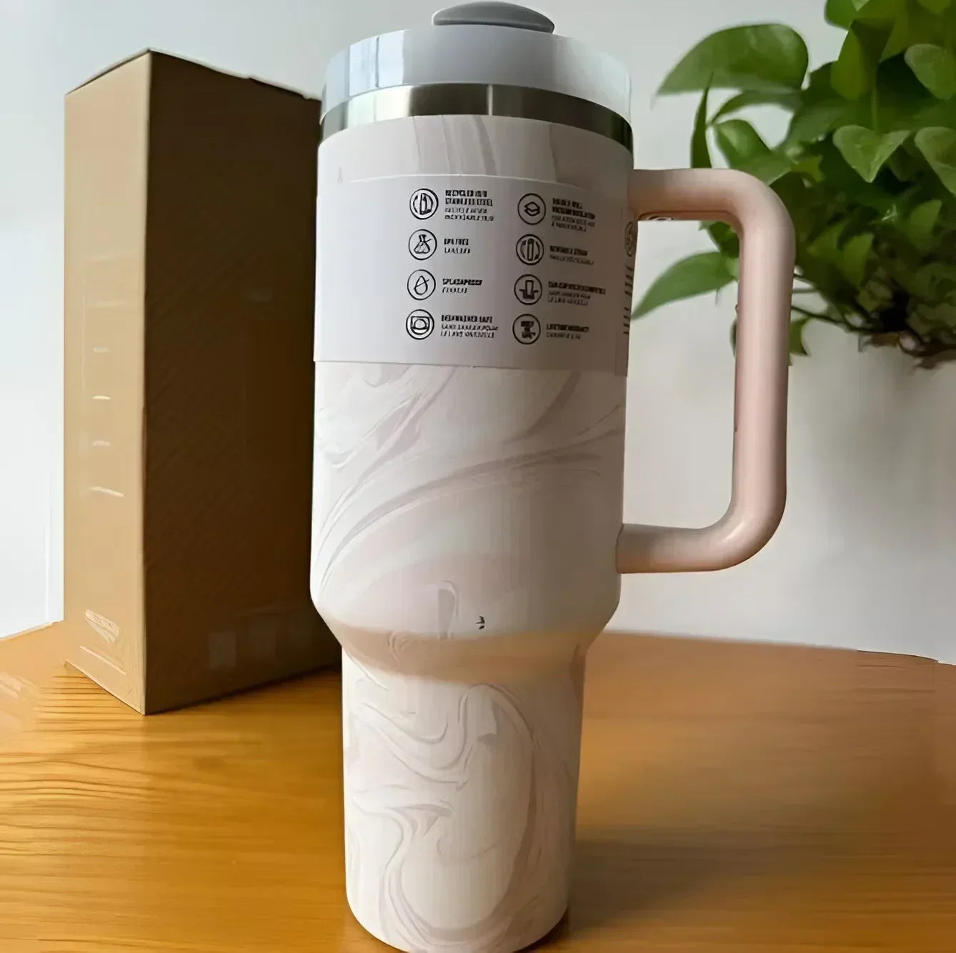 Stainless Steel Thermal Coffee Cup with Straw & Handle – Vacuum Insulated Travel Mug for Hot & Cold Drinks
