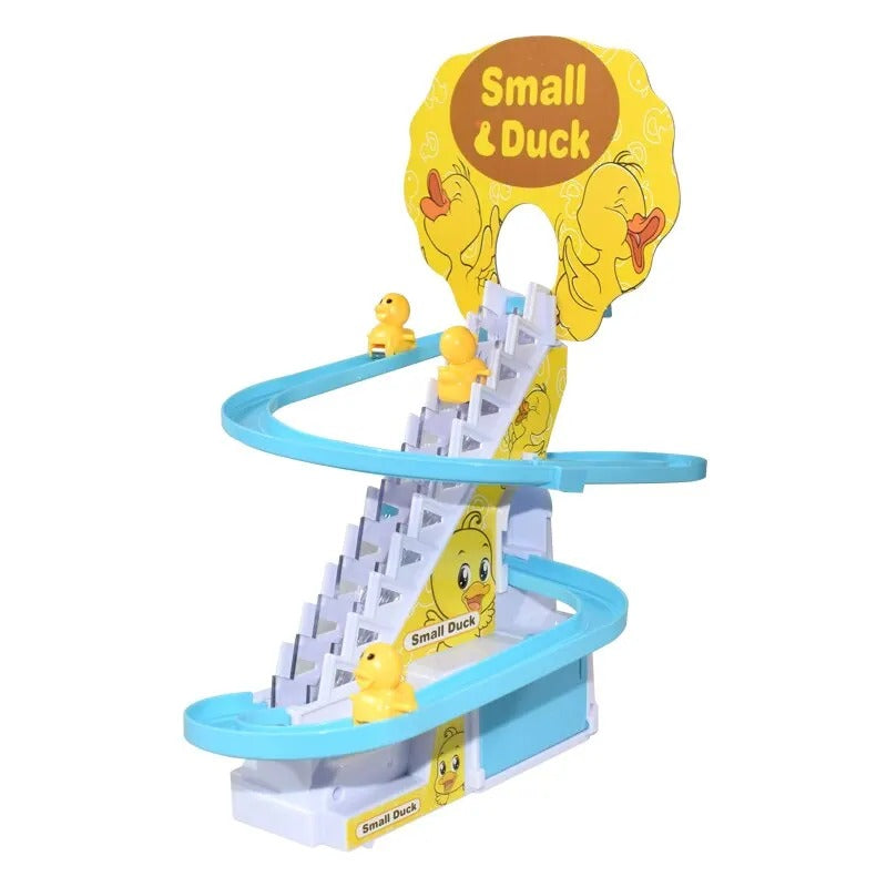 Electric Small Duck Climbing Stairs Toy | Fun Duck Racetrack Game Set with Flashing LED Lights and Interactive Features | 3-Piece Duck Set