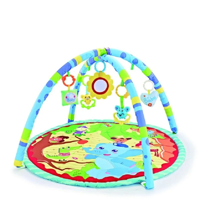 Baby Play Mat with Fitness Frame - Portable Infant Crawling Mat with Hanging Rattle Toys - Educational Activity Gym for Newborns - Ideal Baby Gift