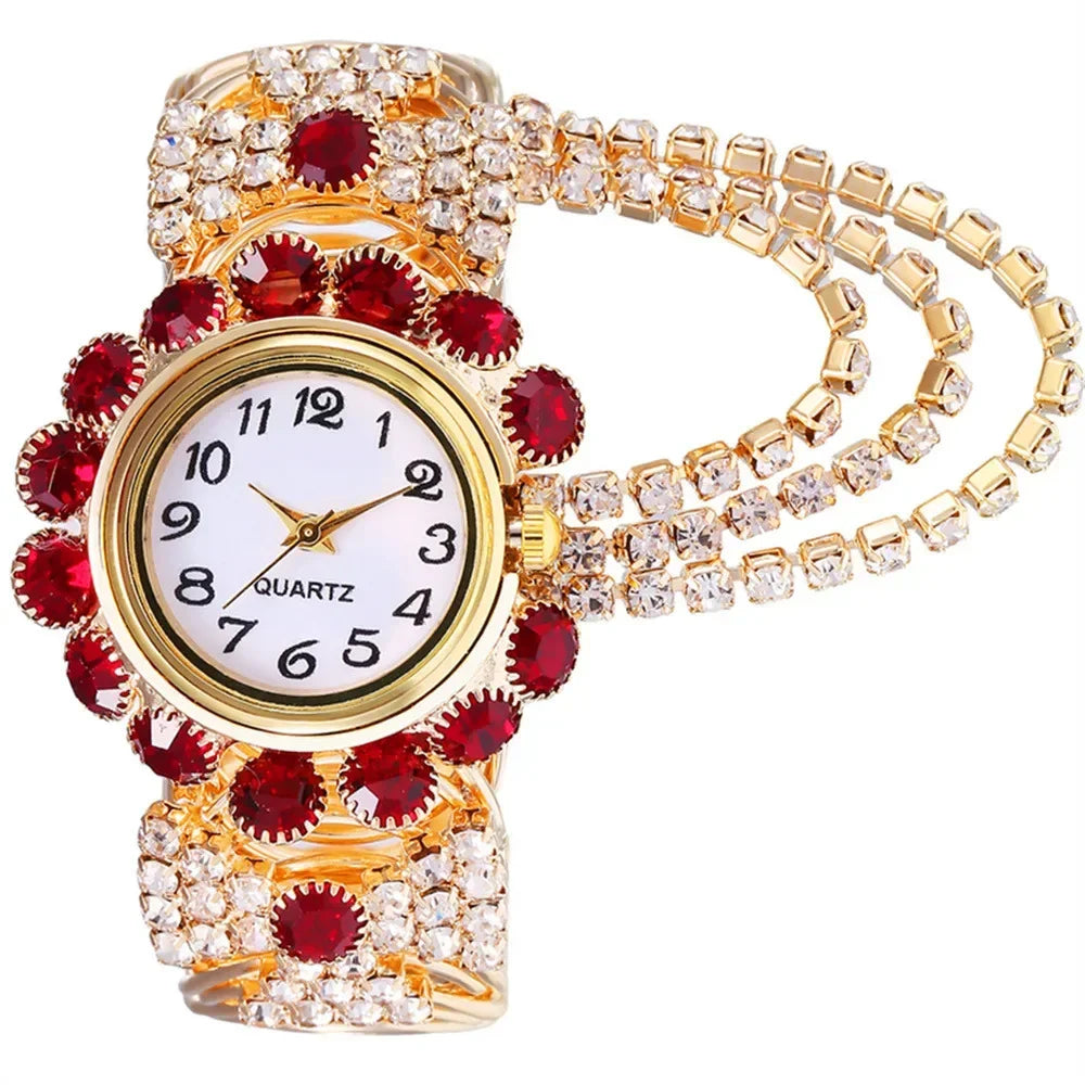 New Fashion Women Watches Diamond-Embedded Elegant Quartz Watch Stylish Opening Luxury Creative Alloy Bracelet Watch
