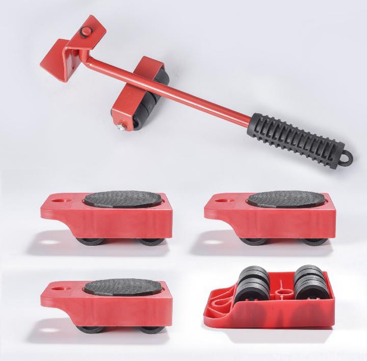 Furniture Moving Tool Heavy Object Mover – 4-Wheeled Furniture Transport Lifter & Slides with 360° Rotating Wheel Bar – Durable ABS & Steel, Ergonomic Hand Tools Set
