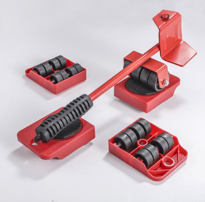 Furniture Moving Tool Heavy Object Mover – 4-Wheeled Furniture Transport Lifter & Slides with 360° Rotating Wheel Bar – Durable ABS & Steel, Ergonomic Hand Tools Set