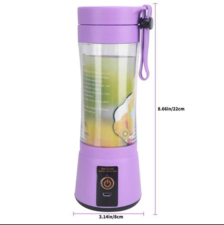 Mini Electric Juicer Blender, Rechargeable Handheld Travel Bottle Juicer, Fruit Mixer, Milkshake Maker, Stainless Steel 380ml