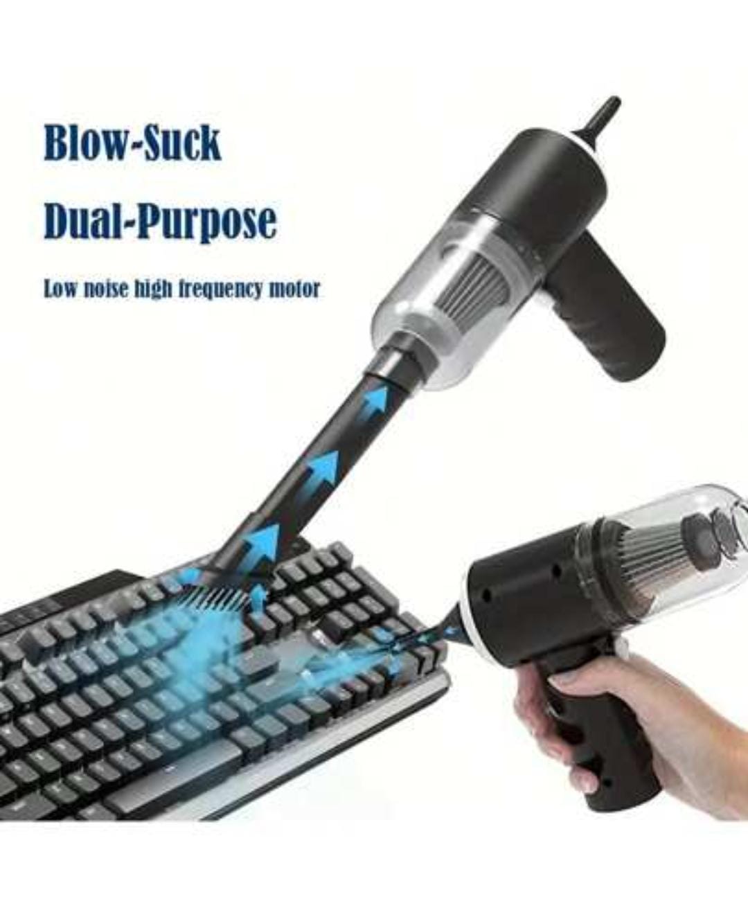 3 in 1 Wireless Car Vacuum Cleaner – USB Charging, 1200mAh, 9000Pa Suction Power, Mini Handheld Wet & Dry Cleaner for Vehicle & Home