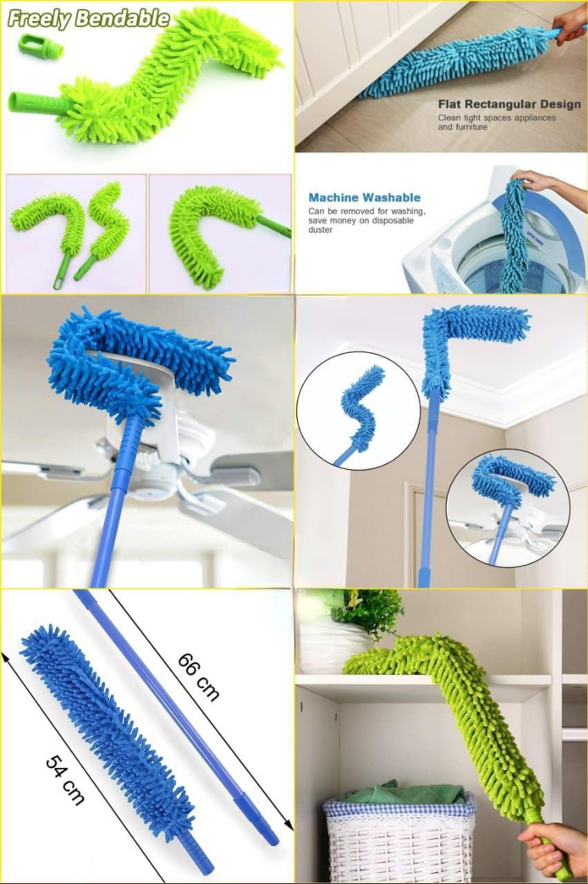 Cross-Border Temu Household Extendable Feather Duster – Lint-Free, Retractable & Curved Chenille Dust Sweeper | High Reach, Ceiling Fan, and Microfiber Brush Dust Cleaner