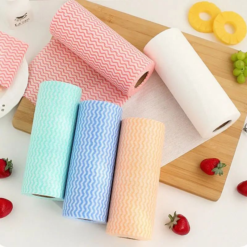 Washable Disposable Kitchen Cleaning Roll, Dual-purpose Dry & Wet, 50 Eco-Friendly Reusable Wipes for Kitchen & Household Use