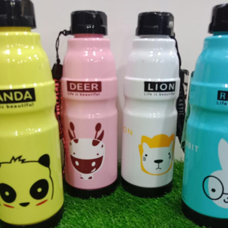 Cute Animal Kids Water Bottle, 500ml Sports Bottle with Strap, BPA-Free, Portable for School, Cycling, Hiking, and Camping