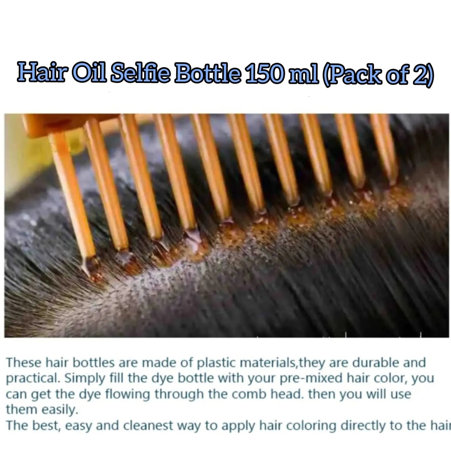 Hair Oil Selfie Bottle – Root Comb Applicator for Even Scalp Coverage | Hair Dye & Oil Applicator Bottle | Available in Single & Pack of 2