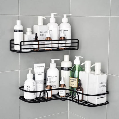Bathroom & Kitchen Corner Shelf – Wrought Iron Wall Mount Storage Rack with Suction Cup – Punch-Free Shower Shampoo Holder – Best Price in Pakistan