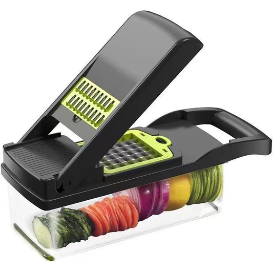 10-in-1 Multifunctional Vegetable Cutter & Slicer with Basket – Food Chopper for Onion, Carrot, Potato, Cheese