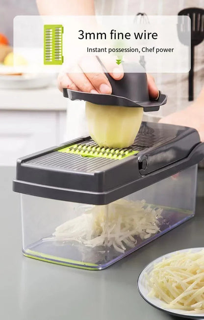 10-in-1 Multifunctional Vegetable Cutter & Slicer with Basket – Food Chopper for Onion, Carrot, Potato, Cheese