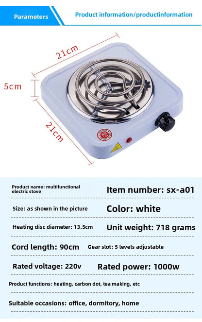 Multifunctional 1000W Electric Furnace Hot Plate – Portable Electric Stove for Cooking, Sand Casting Tray, Easy Clean Countertop Burner