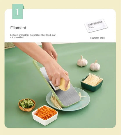 5-in-1 Stainless Steel Multifunctional Vegetable & Fruit Slicer Dicer – Manual Garlic, Carrot, Potato Grater & Kitchen Tool