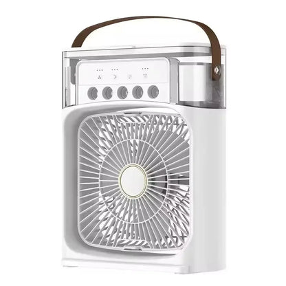 3-in-1 Portable Air Cooler Fan – Mini USB Humidifier, Desktop Air Conditioner with 7-Color Night Light for Home & Office