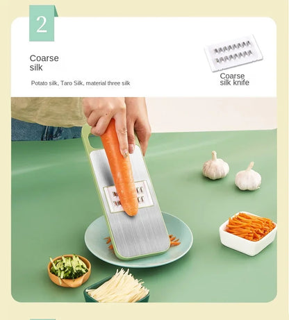 5-in-1 Stainless Steel Multifunctional Vegetable & Fruit Slicer Dicer – Manual Garlic, Carrot, Potato Grater & Kitchen Tool