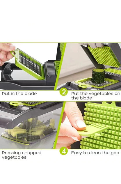 10-in-1 Multifunctional Vegetable Cutter & Slicer with Basket – Food Chopper for Onion, Carrot, Potato, Cheese