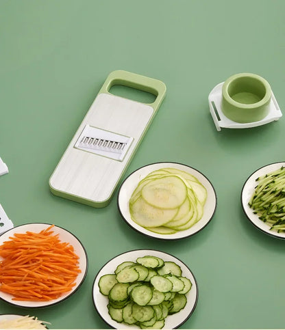5-in-1 Stainless Steel Multifunctional Vegetable & Fruit Slicer Dicer – Manual Garlic, Carrot, Potato Grater & Kitchen Tool