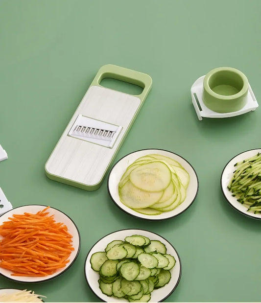 5-in-1 Stainless Steel Multifunctional Vegetable & Fruit Slicer Dicer – Manual Garlic, Carrot, Potato Grater & Kitchen Tool