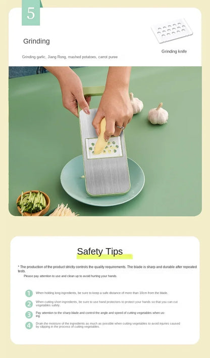 5-in-1 Stainless Steel Multifunctional Vegetable & Fruit Slicer Dicer – Manual Garlic, Carrot, Potato Grater & Kitchen Tool