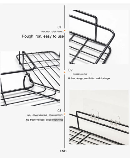 Bathroom & Kitchen Corner Shelf – Wrought Iron Wall Mount Storage Rack with Suction Cup – Punch-Free Shower Shampoo Holder – Best Price in Pakistan